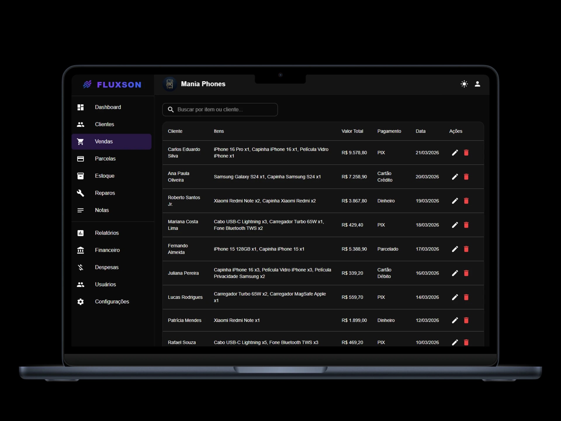 Controle de vendas - Fluxson